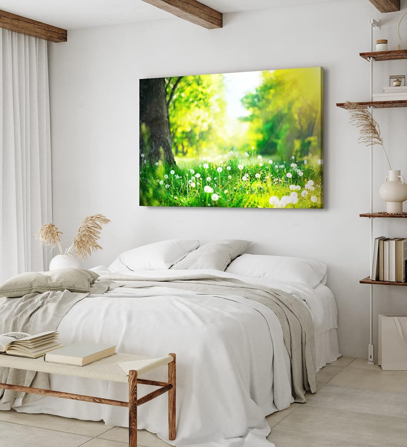 Paul Sinus Wandbild 120x80cm Grüne Wiese Pusteblumen Baum Sonnenschein Sommer