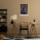 Paul Sinus Leinwandbild 80x120cm mystische Katze mit ornamentalen Mustern in leuchtenden Farben – kunstvolles Leinwandbild für moderne Raumgestaltung