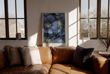 Paul Sinus Wandbild in 40x60cm Midnight Florals Dunkelblaue Blüten Illustration mit Goldakzenten