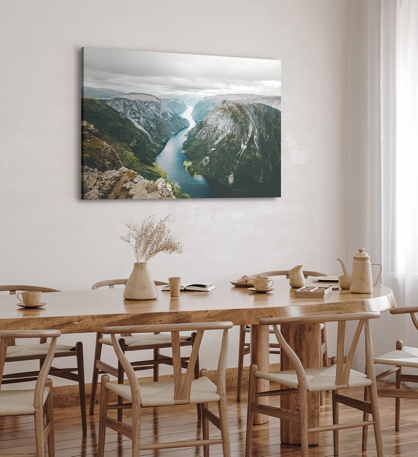 Paul Sinus Wandbild 120x80cm Naeroyfjord Norwegen Fluss Berge Natur Bucht skandinavische Landschaft