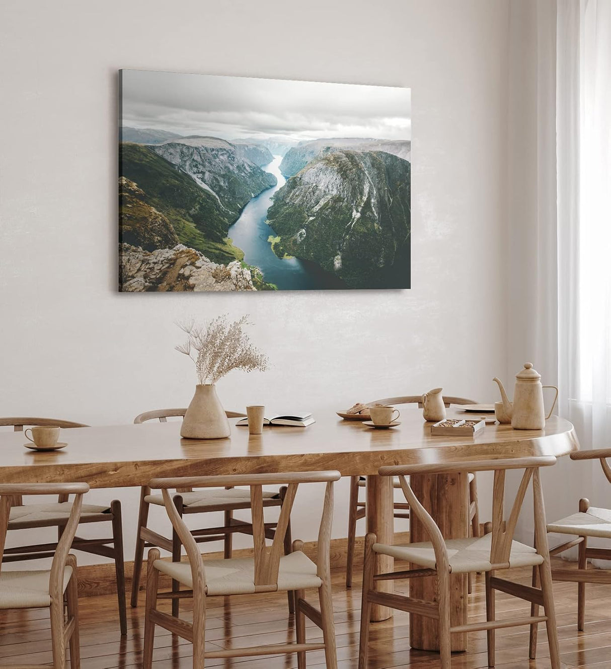 Paul Sinus Wandbild 120x80cm Naeroyfjord Norwegen Fluss Berge Natur Bucht skandinavische Landschaft
