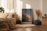 Paul Sinus Wandbild in 40x60cm The Swirling Passage in warmen Braun-, Gelbund Blautönen mit organischen Farbmustern für zeitlose Raumgestaltung