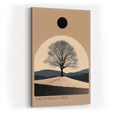 Paul Sinus Wandbild in 40x60cm Baum im Lichtkreis mit schwarzer Sonne über minimalistischer Landschaft
