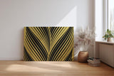 Sinus Art Wandbild 120x80cm Grafisches Muster in Schwarz und Gold – stilvolle Symmetrie mit Art-Déco-Flair