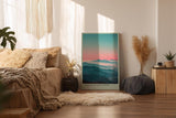 Paul Sinus Wandbild in 40x60cm Waves of the Earth mit wellenförmiger Berglandschaft im Dunst für beruhigende Wandgestaltung