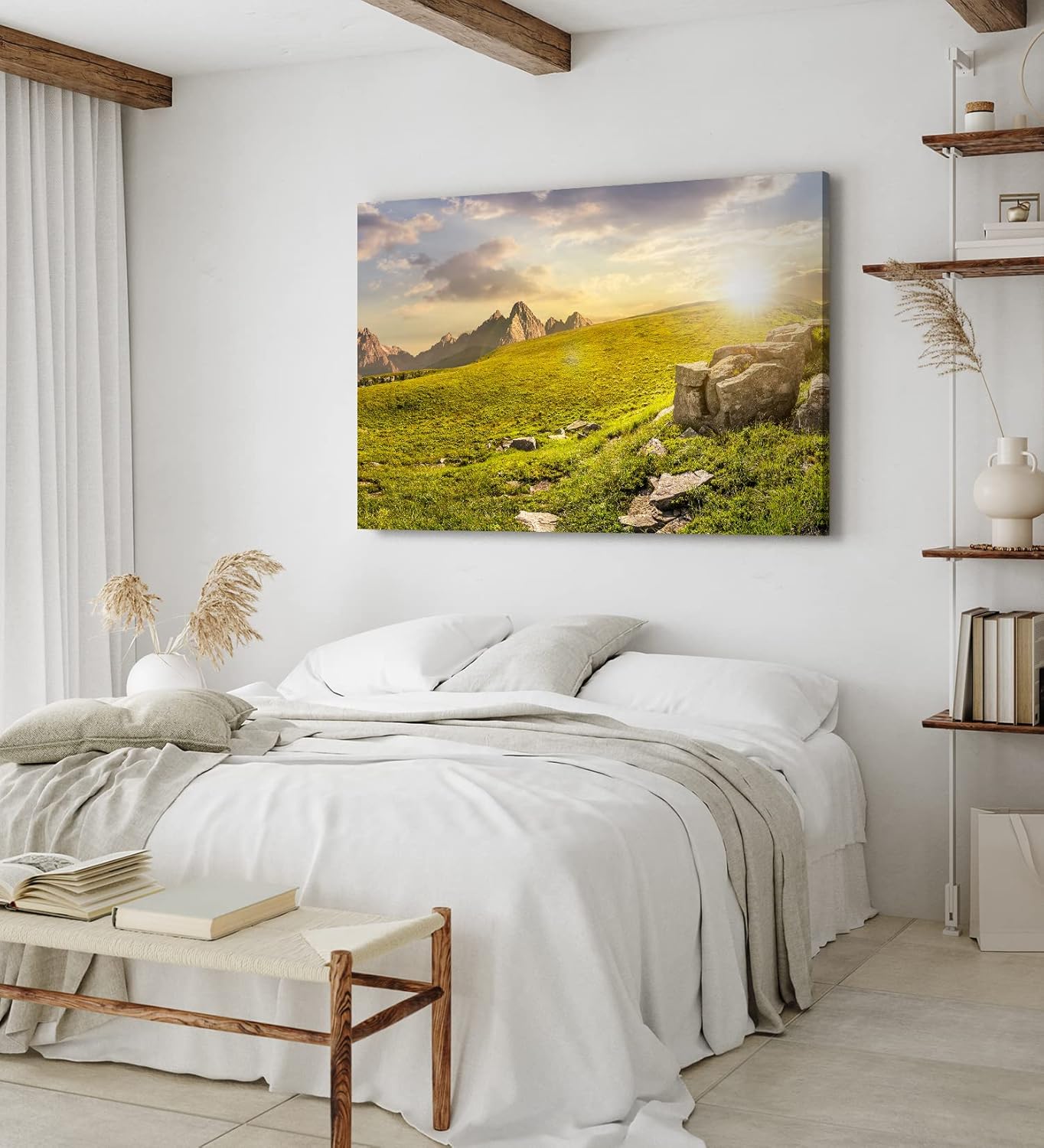 Paul Sinus Wandbild 120x80cm Südtirol Dolomiten Berglandschaft Sonnenschein Wiese