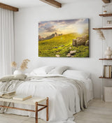 Paul Sinus Wandbild 120x80cm Südtirol Dolomiten Berglandschaft Sonnenschein Wiese