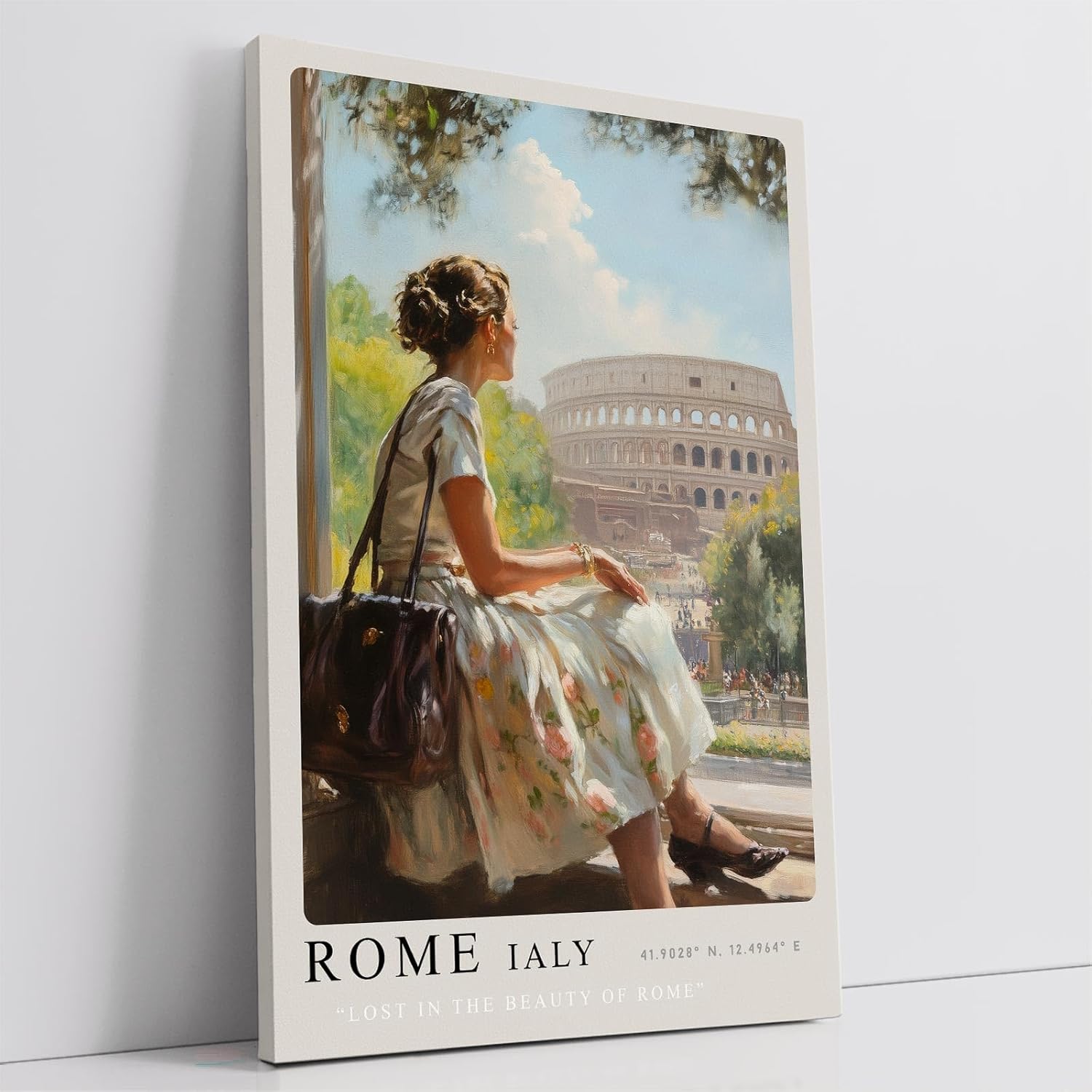 Paul Sinus Leinwandbild 40x60cm Lost in the Beauty of Rome – Italien, Kolosseum, Vintage-Stil, Romantik, Nostalgie, Reise, Architektur, Kultur