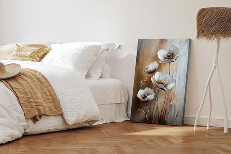 Paul Sinus 60x90cm Wandbild Eleganz der Blüten in Beige Braun – Exklusives Highlight mit floraler Kunst Blume