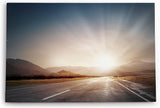 Paul Sinus Wandbild 120x80cm Straße Sonnenuntergang Berge Landschaft Sonnenstrahlen