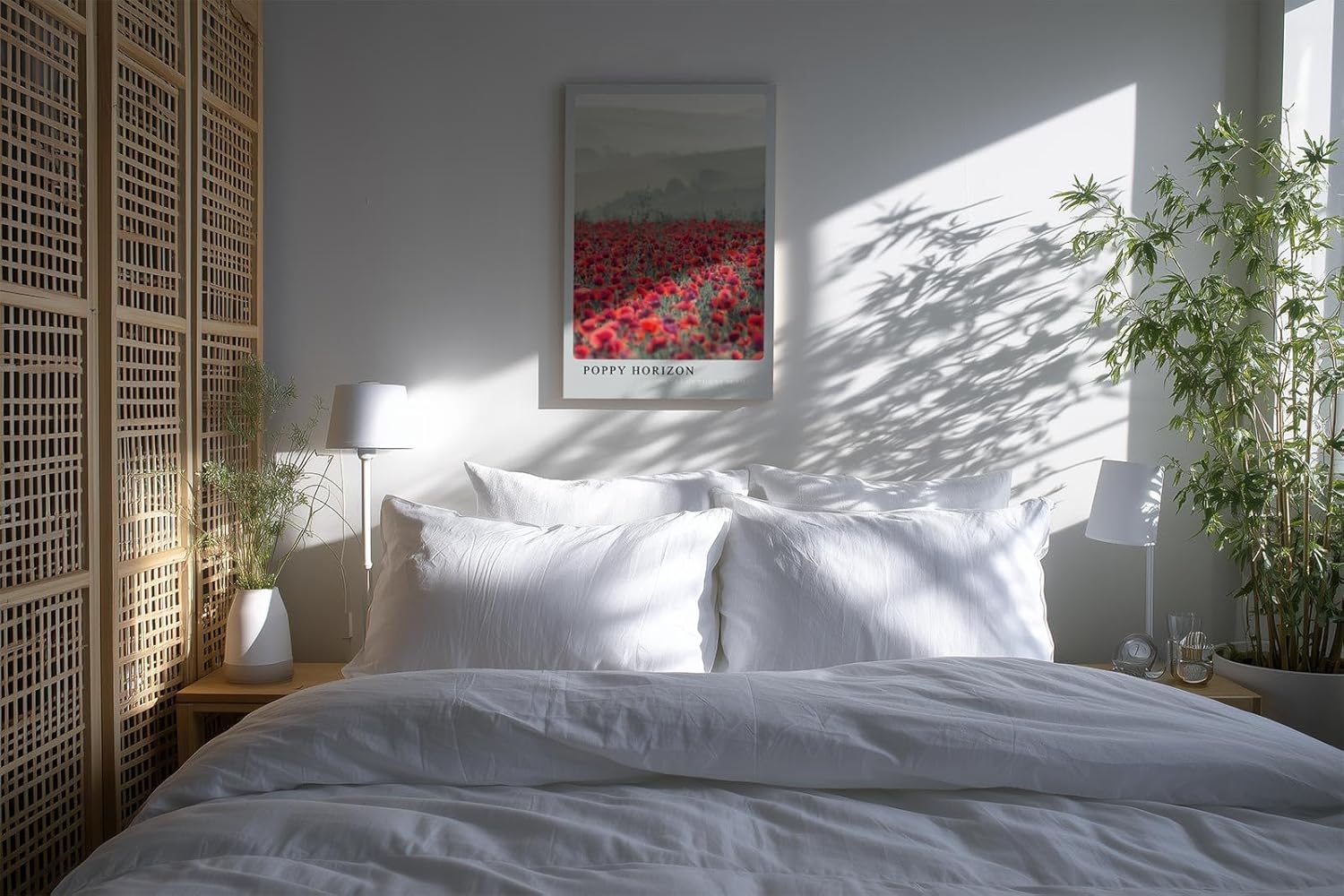 Paul Sinus Kunstdruck 40x60cm Poppy Horizon rotes Mohnfeld vor sanften Hügeln in nebligem Licht