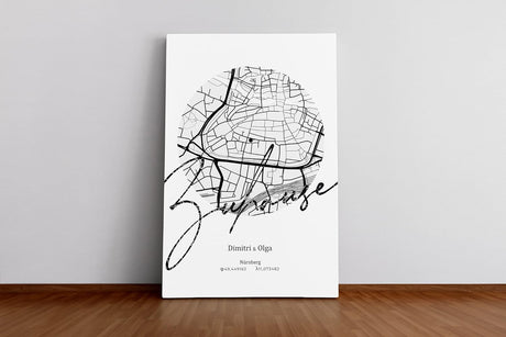 Paul Sinus Bilderrahmen personalisierter Stadtplan mit deinen GPS Koordinaten und Namen. 30cm x 42cm Holz Wechselrahmen mit Glas und Passepartout. Moderne Geschenkidee zum Geburtstag (ohne Rahmen)