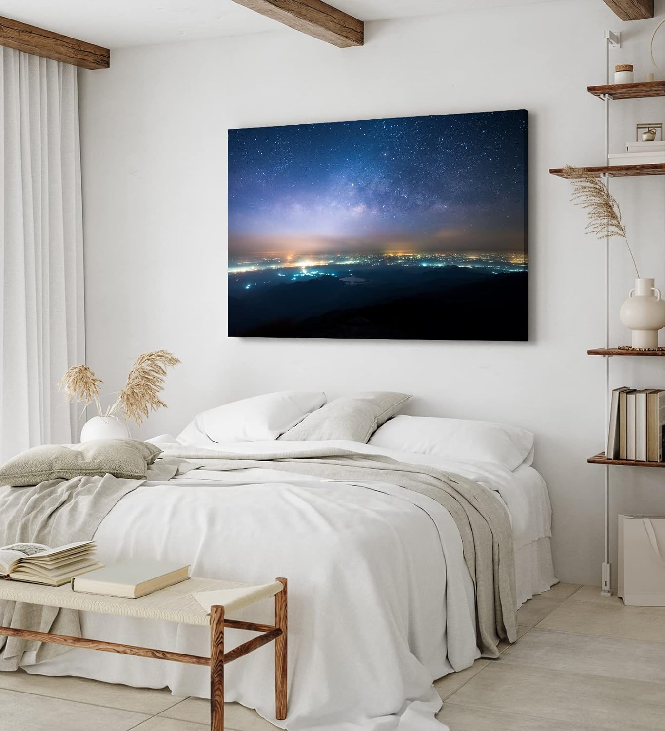 Paul Sinus Wandbild 120x80cm Sternenhimmel Nacht Stadtlichter Milchstraße Sterne