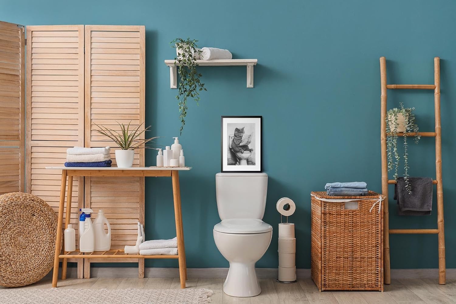 Paul Sinus Poster/Leinwandbild/Rahmenoption Lustiges Katzenbild – Witzige Klo-Deko für dein Gäste-WC – Perfekt für Humor-Fans