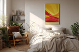 Paul Sinus Wandbild in 40x60cm The Sun's Curtain – Abstrakte Wellen in leuchtendem Gelb und Rot für moderne Wohnräume