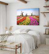 Paul Sinus Wandbild 120x80cm Holland Niederlande Windmühlen bunte Tulpen Blumenfeld