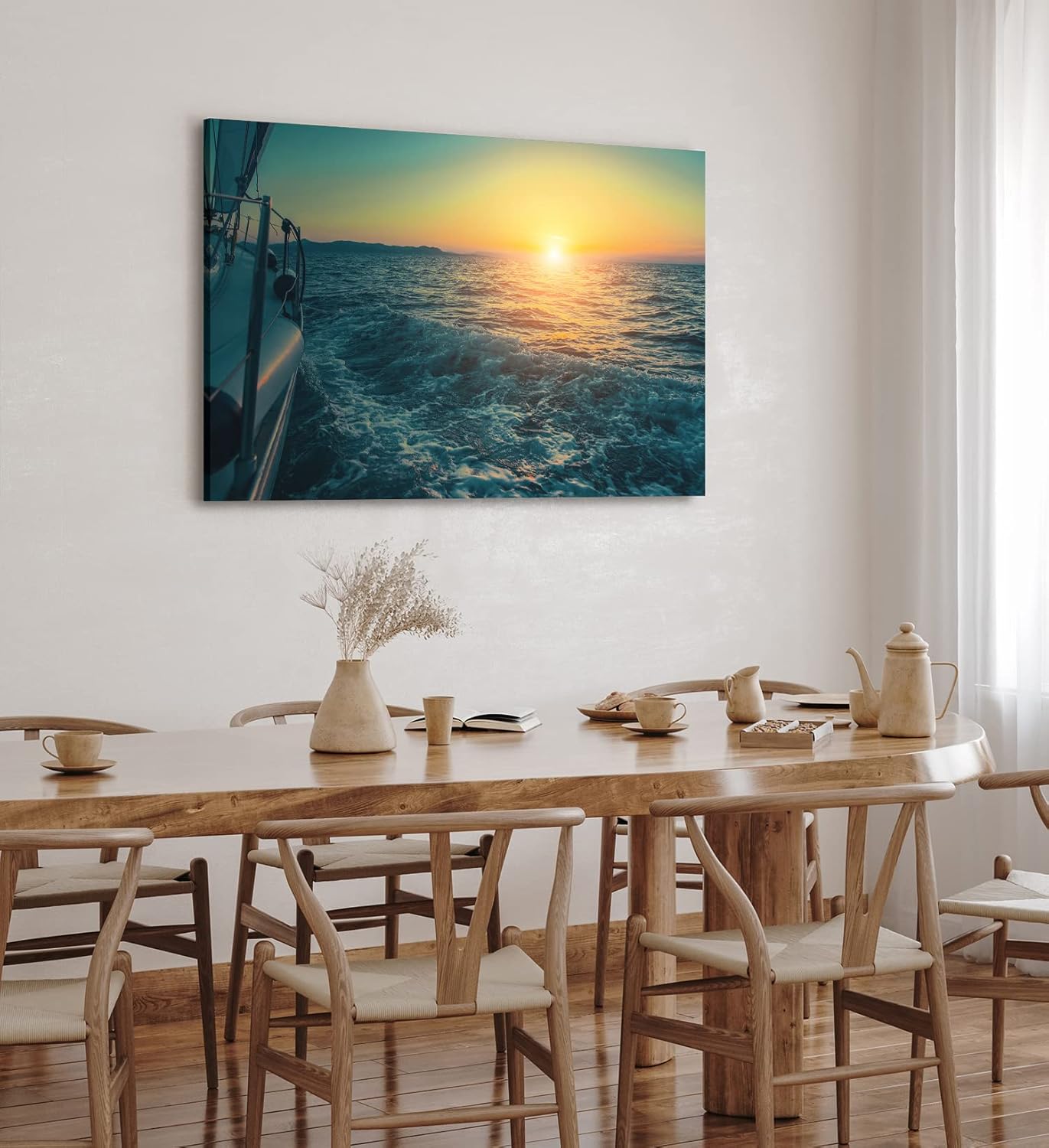 Paul Sinus Wandbild 120x80cm Sonnenuntergang Meer Segelboot Segelschiff Segeln