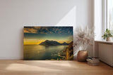 Sinus Art Wandbild 120x80cm Dramatisches Küstenpanorama bei Sonnenuntergang – ruhig, weit und eindrucksvoll