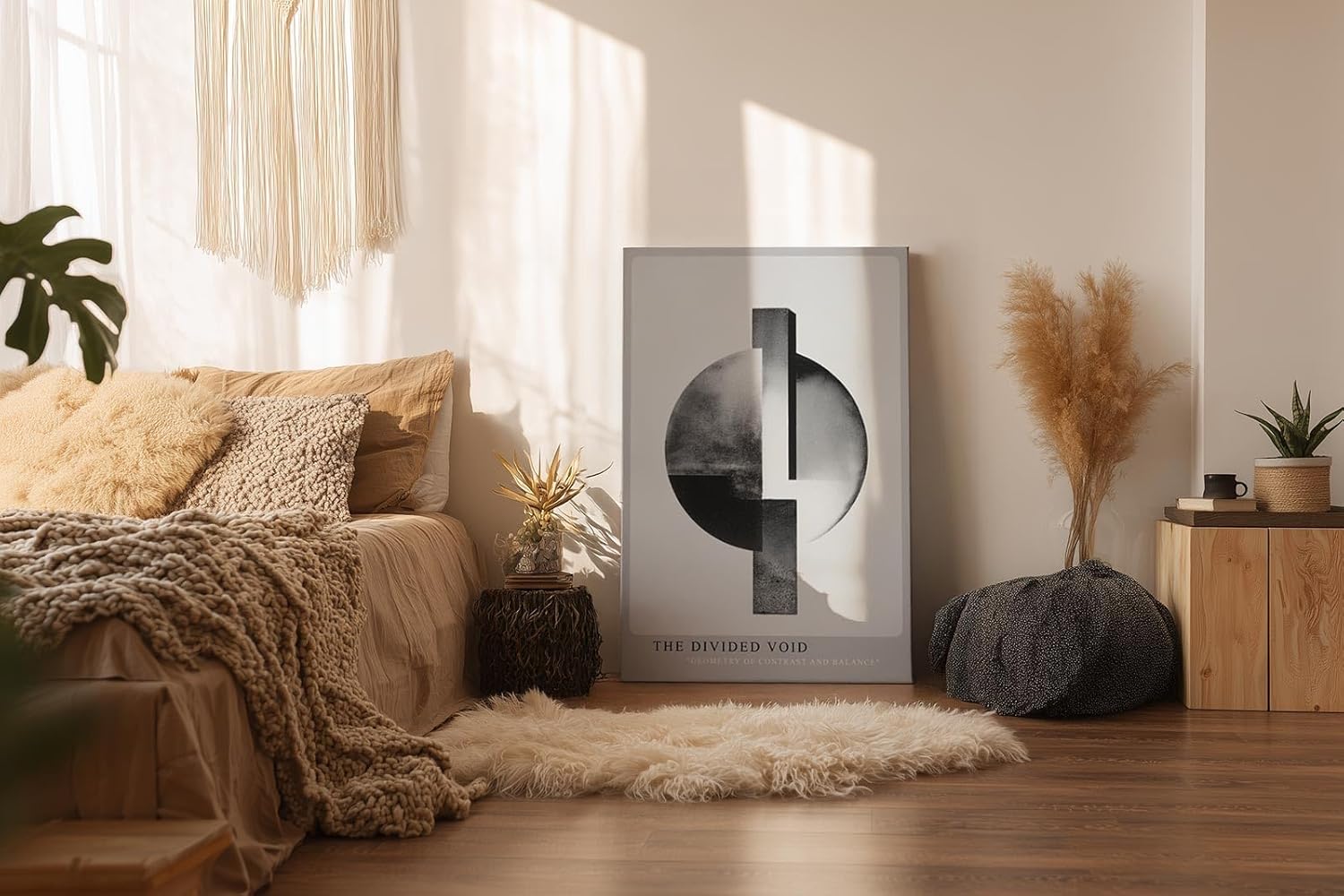 Paul Sinus Wandbild in 40x60cm The Divided Void – Abstrakte geometrische Form in Schwarz-Weiß