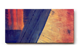 Sinus Art Wandbild 120x80cm Breite Farbbalken in Blau und Orange mit violettem Verlauf und geometrischer Anordnung