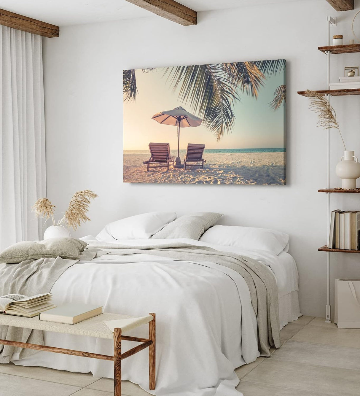 Wandbild 120x80cm Traumstrand Strand Meer Palme Sommer Urlaub