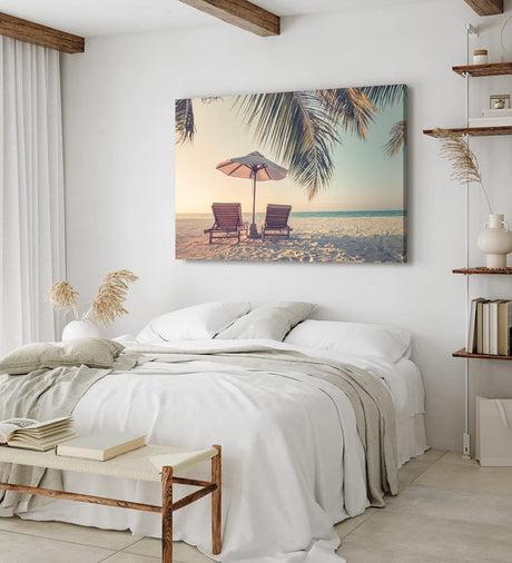 Wandbild 120x80cm Traumstrand Strand Meer Palme Sommer Urlaub