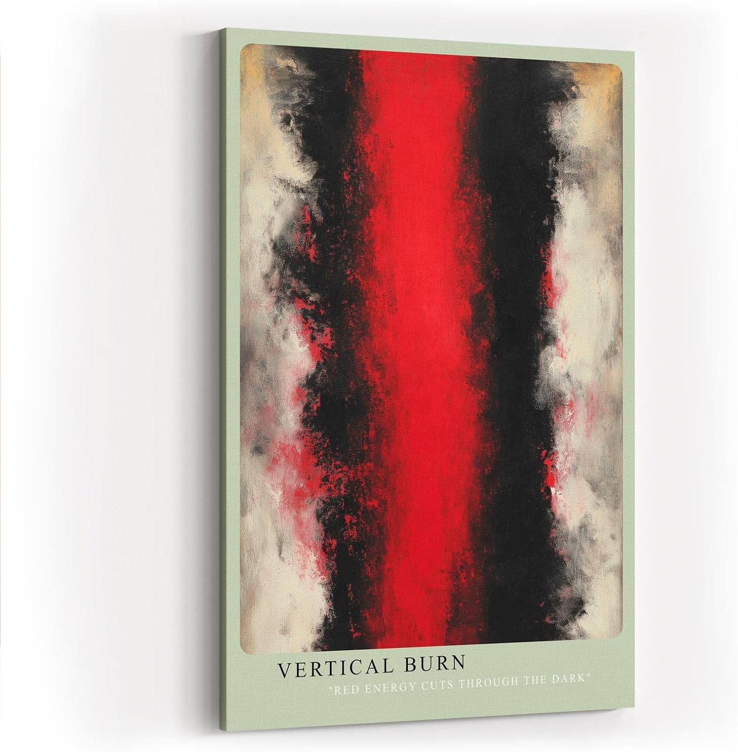Paul Sinus Wandbild in 40x60cm Vertical Burn – Kraftvolles abstraktes Kunstwerk mit leuchtend rotem Zentrum