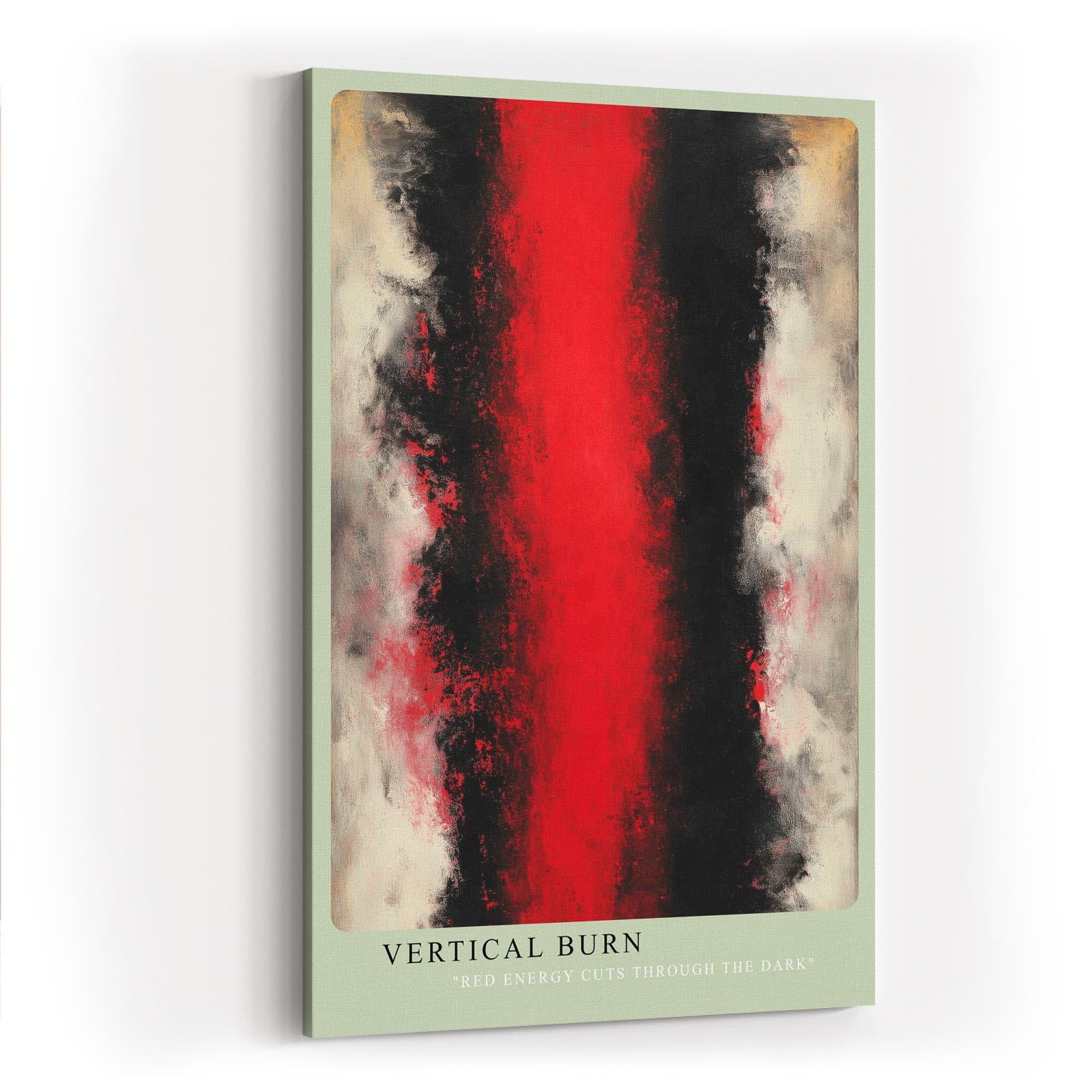 Paul Sinus Wandbild in 40x60cm Vertical Burn – Kraftvolles abstraktes Kunstwerk mit leuchtend rotem Zentrum