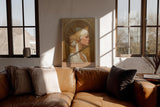 Paul Sinus Wandbild in 40x60cm Divine Femininity elegantes Porträt einer Frau in weiß-goldener Kopfbedeckung vor goldener Strahlenkrone