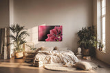 Sinus Art Wandbild 120x80cm Die glänzenden Tautropfen auf den roten Blütenblättern verleihen dem Bild eine frische Note