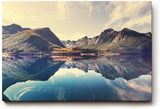 Sinus Art Wandbild 120x80cm Berge und Himmel spiegeln sich perfekt in einem ruhigen klaren See vor beeindruckender Kulisse