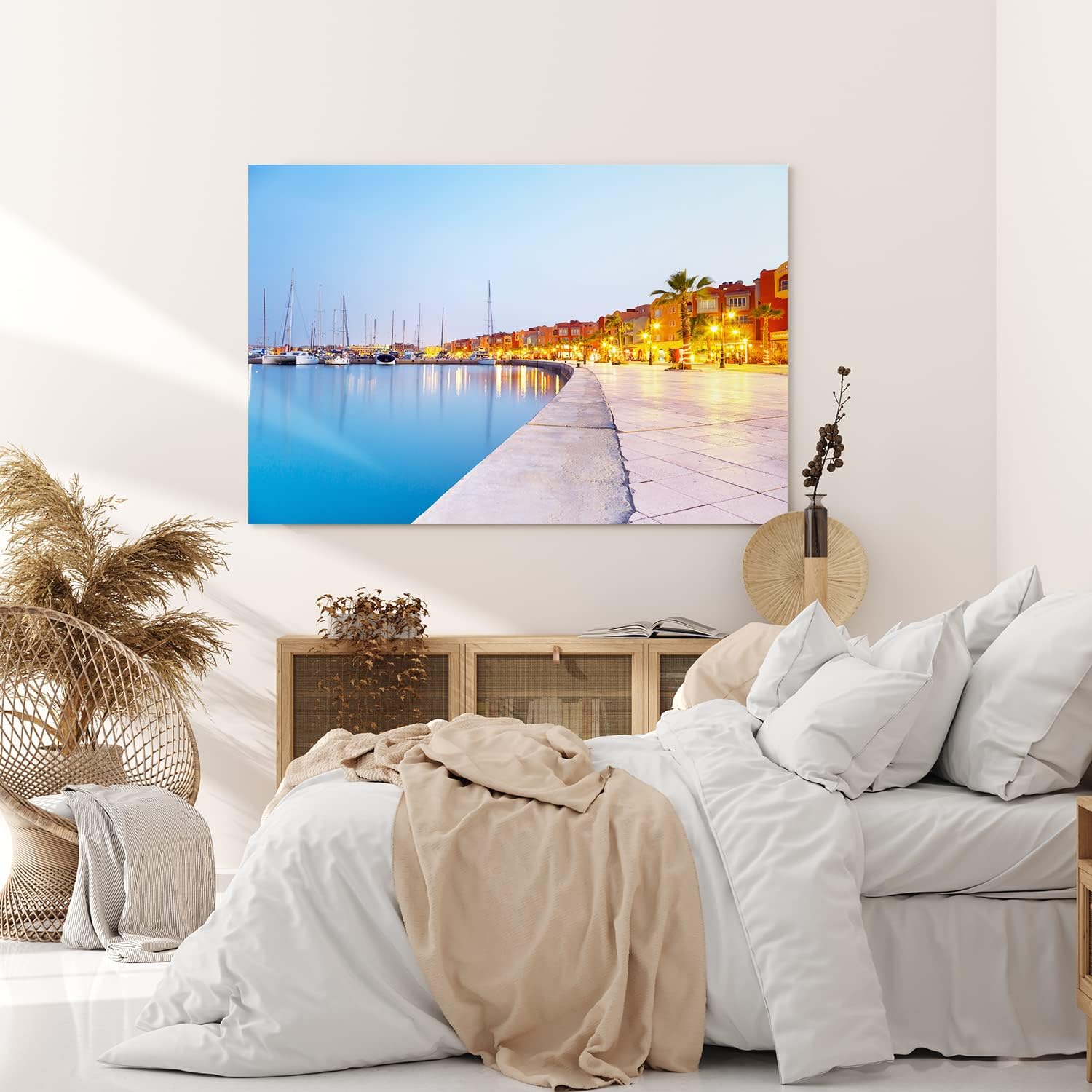 Paul Sinus Wandbild 120x80cm Hurghada Marina Boulevard Ägypten Meer Laternen