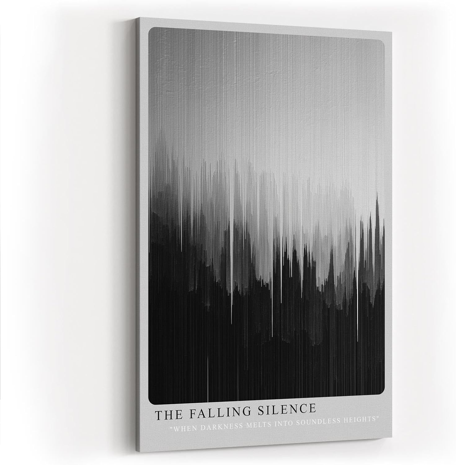 Paul Sinus Wandbild in 80x120cm The Falling Silence – Minimalistische Kunst mit vertikalen Farbverläufen in Schwarz und Grau