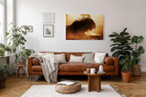 Sinus Art Wandbild 120x80cm Eindrucksvolle Tieraufnahme mit staubigem Lichtspiel und natürlicher Wildnis-Atmosphäre