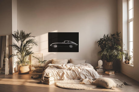 Sinus Art Wandbild 120x80cm Stilvolles Seitenprofil eines Oldtimers im Studio-Look – minimalistisch und ausdrucksstark gehalten