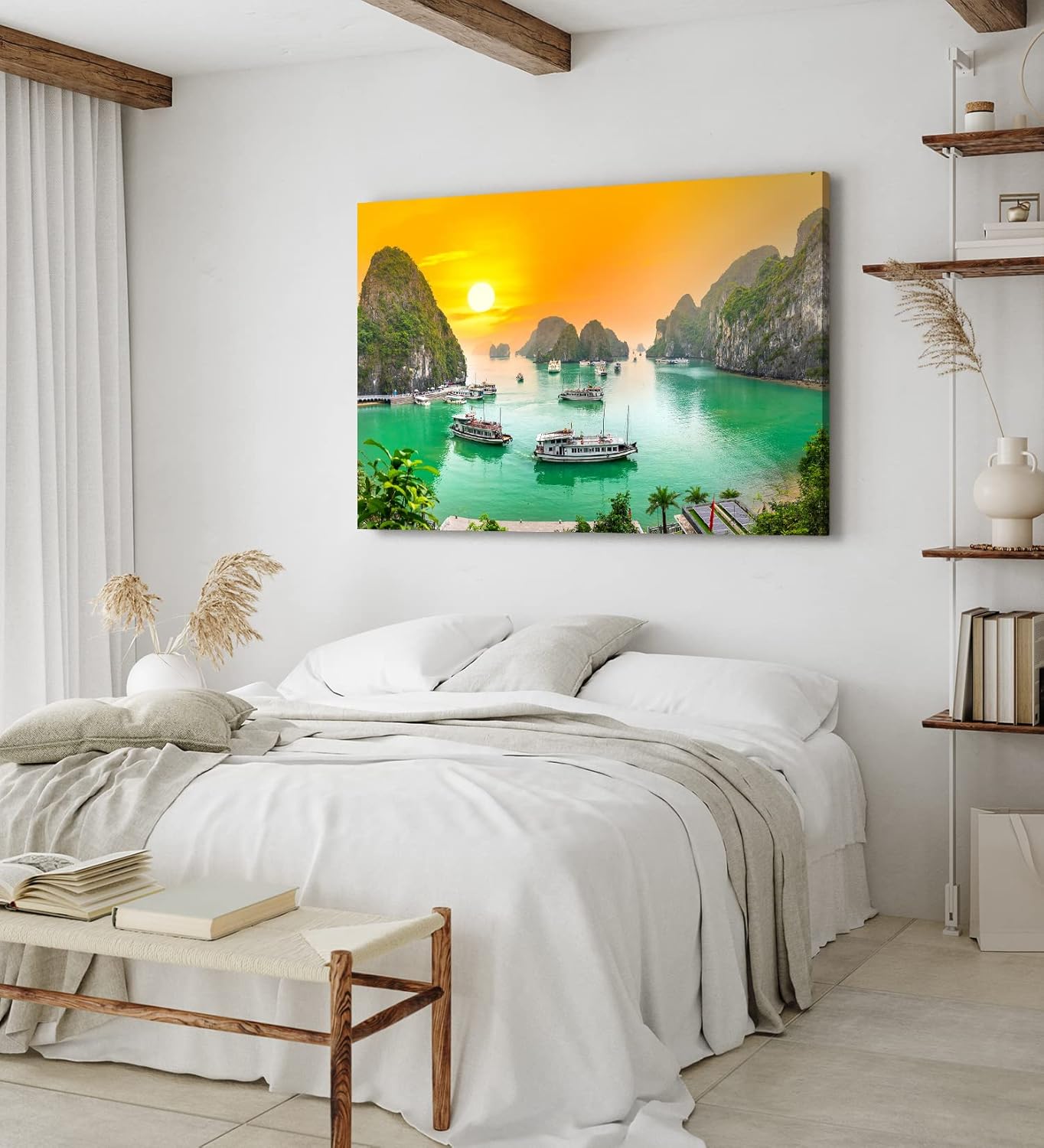 Paul Sinus Wandbild 120x80cm V?nh H? Long Bucht in Vietnam Sonnenuntergang Felsen