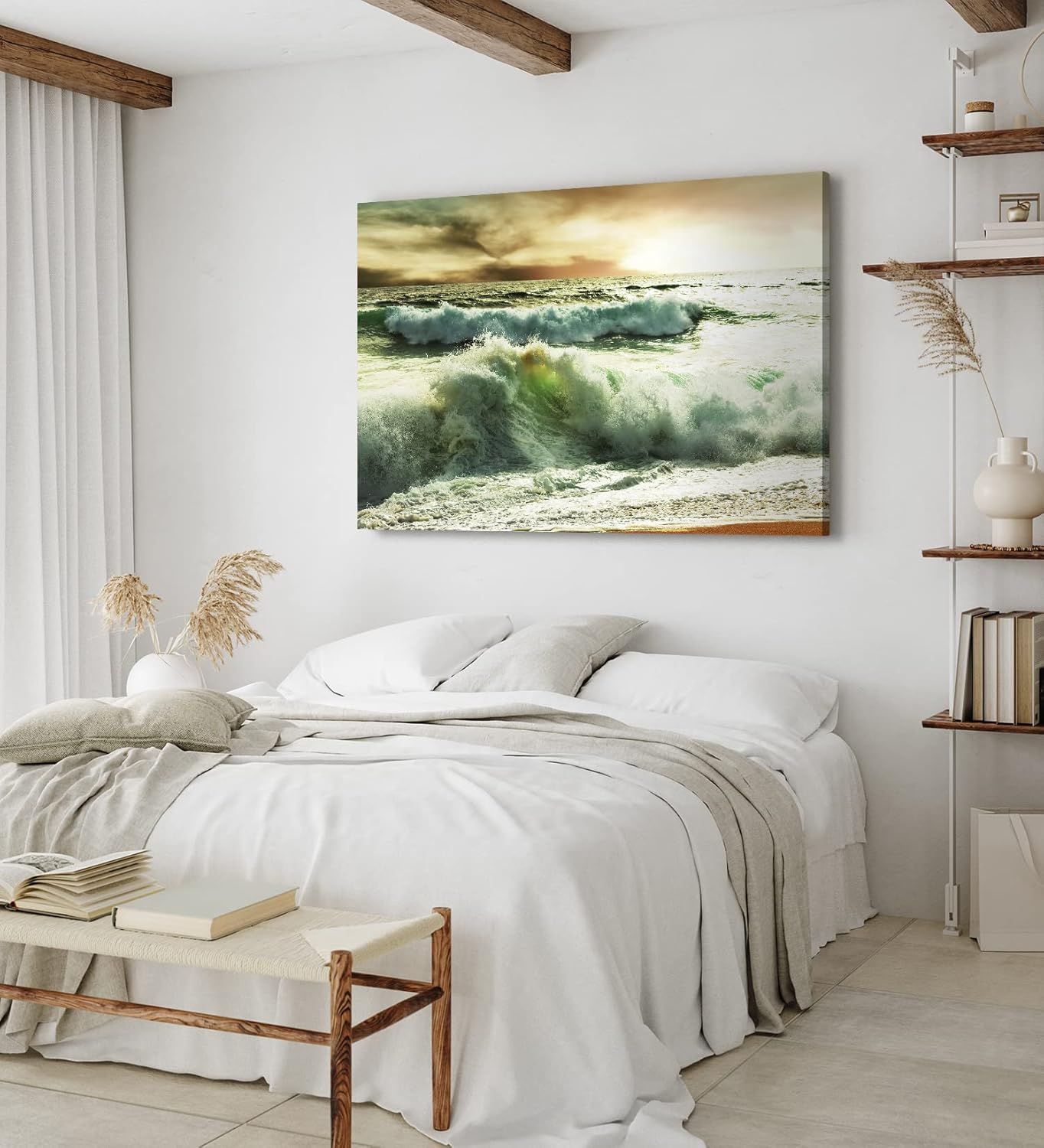 Paul Sinus Wandbild 120x80cm Wellen Ozean Sturm Strand Gewitter Horizont