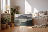 Sinus Art Wandbild 120x80cm Faszinierende Lichtstrahlen durchdringen den Morgennebel über mystischen Berglandschaften