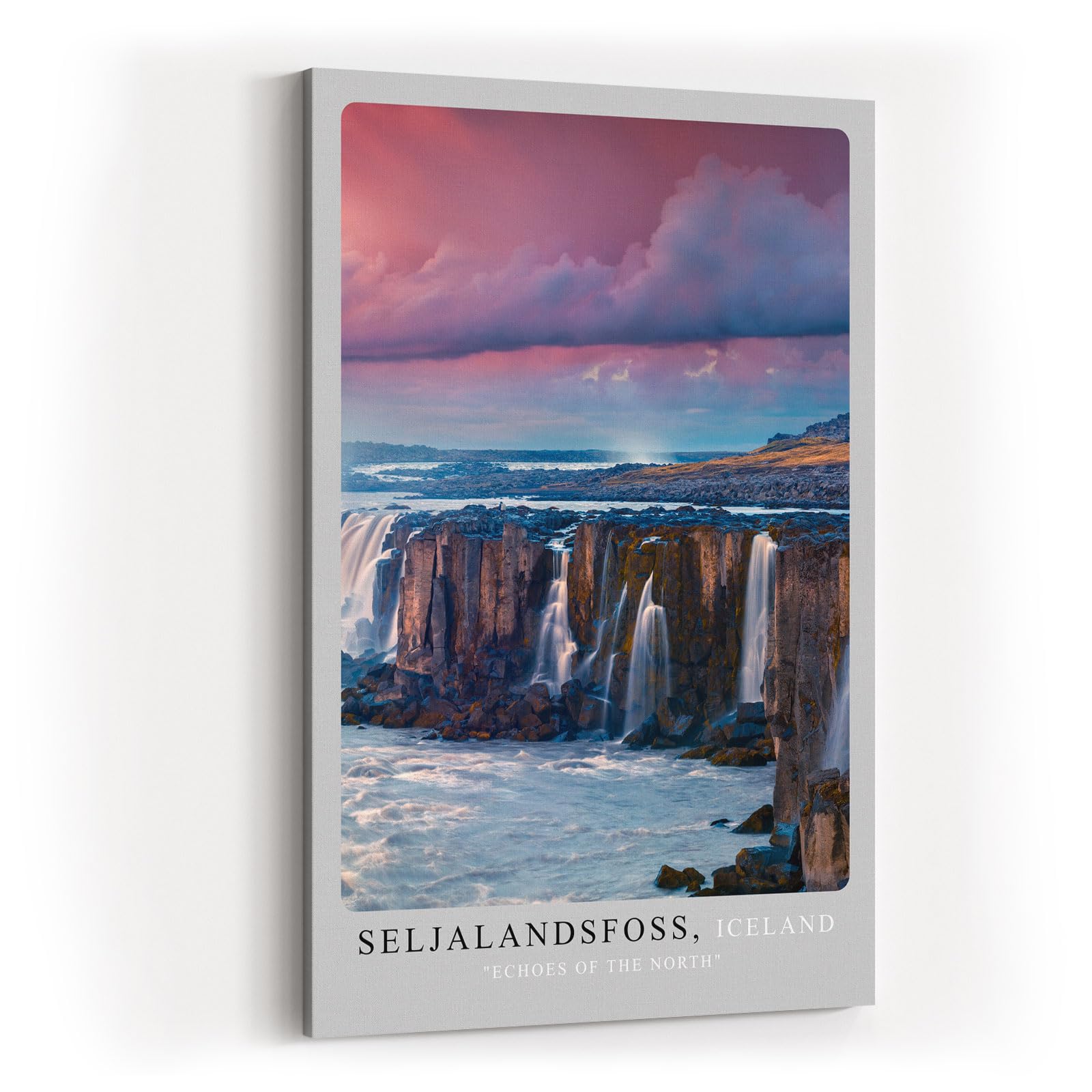 Paul Sinus Kunstdruck 40x60cm Seljalandsfoss – Kraftvoller Wasserfall im nordischen Licht Islands