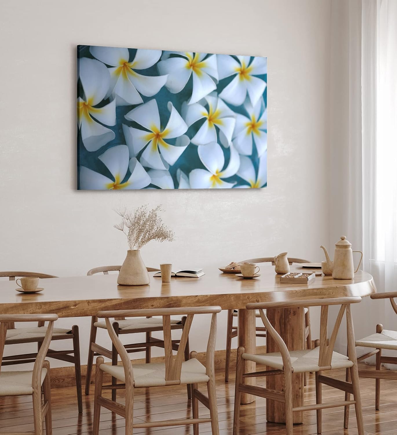 Paul Sinus Wandbild 120x80cm Blumen weiße Blüten Westindische Frangipani Kunstvoll