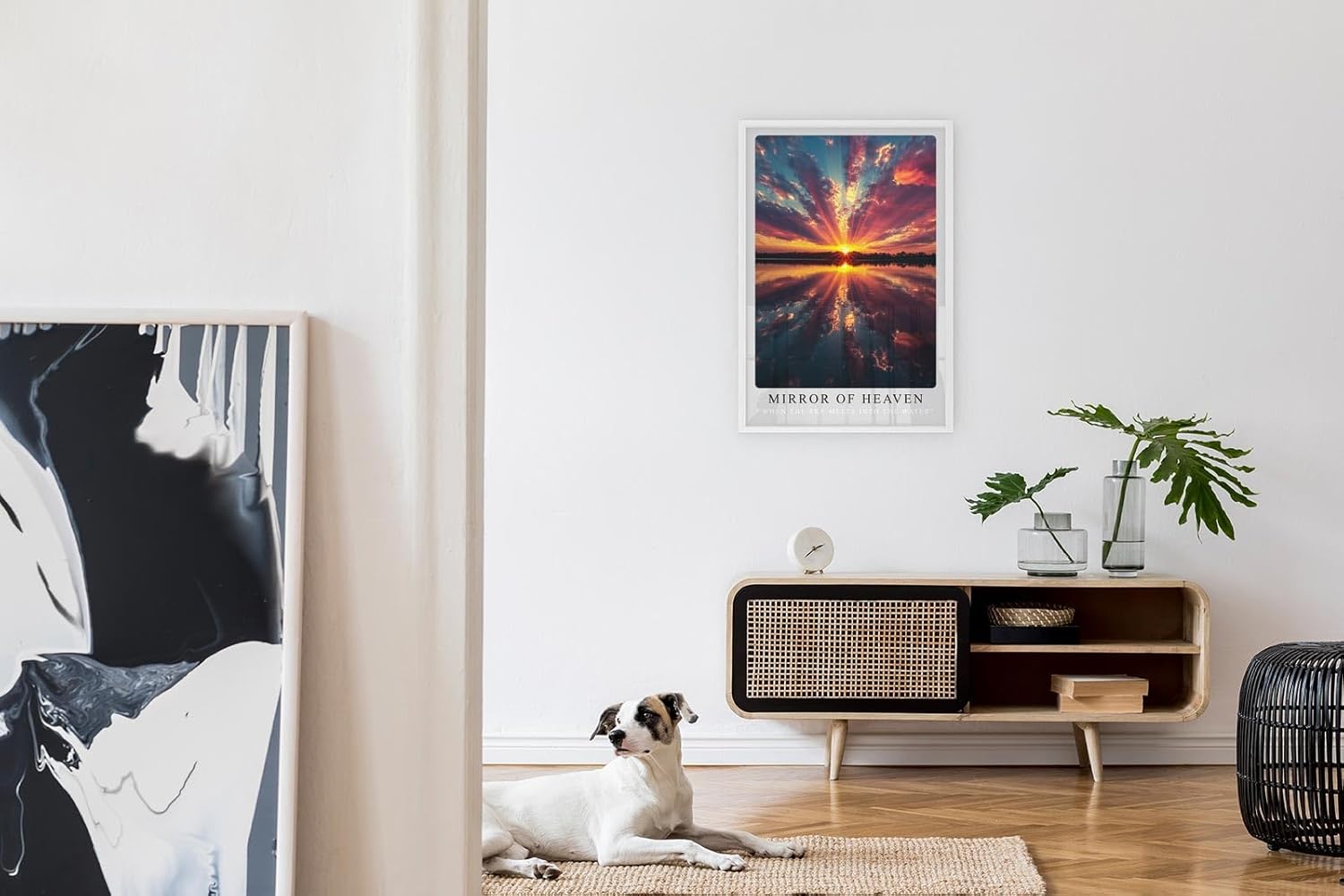 Paul Sinus Leinwandbild 60x90cm Mirror of Heaven strahlender Sonnenuntergang himmlische Reflexion spektakuläres Lichtspiel Naturwunder