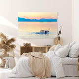 Wandbild 120x80cm Alaska Ozean Wal Walflosse Blaue Stunde Berge