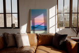 Paul Sinus Wandbild in 40x60cm Pastellfarbene Hügellandschaft im Sonnenaufgang mit sanftem Farbverlauf am Himmel