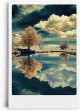 Paul Sinus Leinwandbild 60x90cm Spiegel der Natur – Faszinierende Landschaft mit surrealen Farben, Wolkenspiegelung und beruhigender Atmosphäre