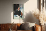 Paul Sinus Wandbild in 40x60cm She Came Early – Zartes Porträt einer Frau am Café-Tisch in Paris, nachdenklich auf ihre Tasse Kaffee blickend, moderne Bilder mit sanften Farbtönen