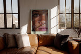 Paul Sinus Wandbild in 40x60cm Bubbles of Her Dream hyperrealistisches Porträt einer Frau mit grünen Augen und Seifenblasen