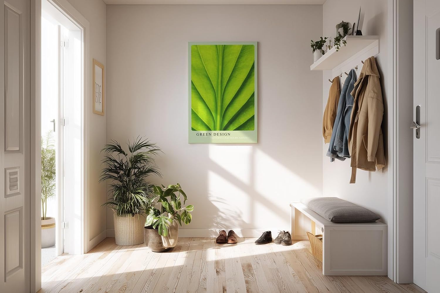 Paul Sinus Kunstdruck 40x60cm Green Design mit Makroaufnahme eines grünen Blattes