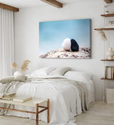 Paul Sinus Wandbild 120x80cm Schwarzer und weißer Stein Kunstvoll Strandsteine
