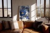 Paul Sinus Wandbild in 40x60cm Indigo Bloom Blaue Mohnblüten Illustration in Struktur und Bewegung