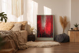 Paul Sinus Wandbild in 40x60cm The Crimson Facade – Ausdrucksstarkes abstraktes Kunstwerk in leuchtendem Rot mit strukturreicher Oberfläche